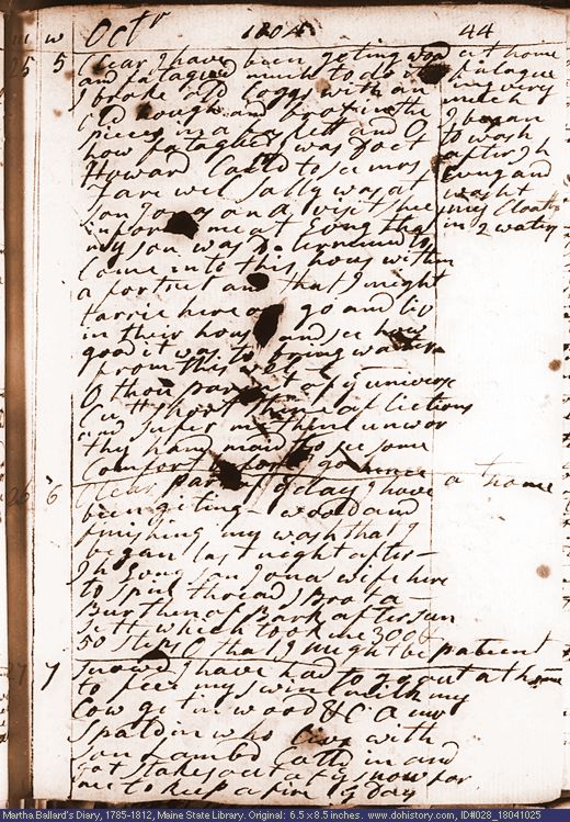 Oct. 25-27, 1804 diary page (image, 137K). Choose 'View Text' (at left) for faster download.