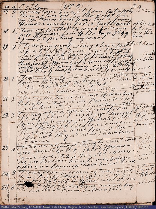 Oct. 17-25, 1805 diary page (image, 148K). Choose 'View Text' (at left) for faster download.