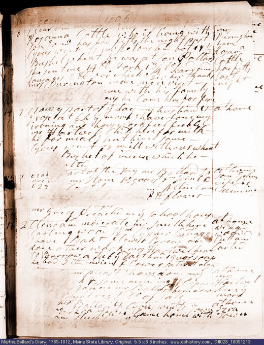 Dec. 13-18, 1805 diary page (image, 94K). Choose 'View Text' (at left) for faster download.