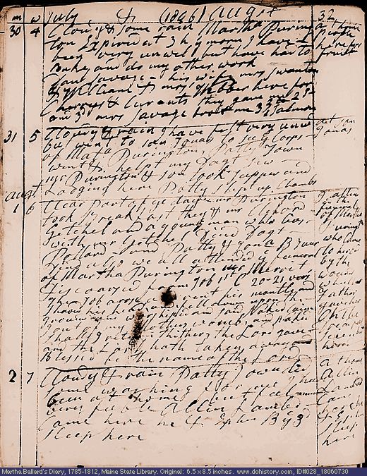 Jul. 30-Aug. 2, 1806 diary page (image, 145K). Choose 'View Text' (at left) for faster download.