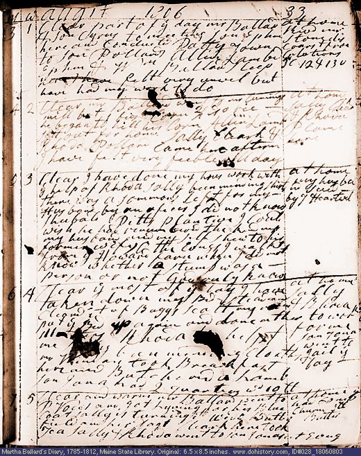 Aug. 3-7, 1806 diary page (image, 140K). Choose 'View Text' (at left) for faster download.