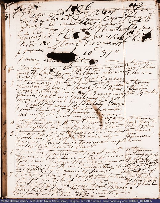 Oct. 5-11, 1806 diary page (image, 121K). Choose 'View Text' (at left) for faster download.