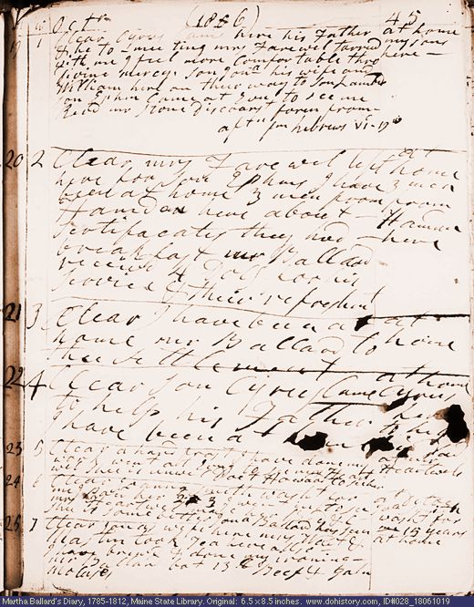 Oct. 19-25, 1806 diary page (image, 104K). Choose 'View Text' (at left) for faster download.