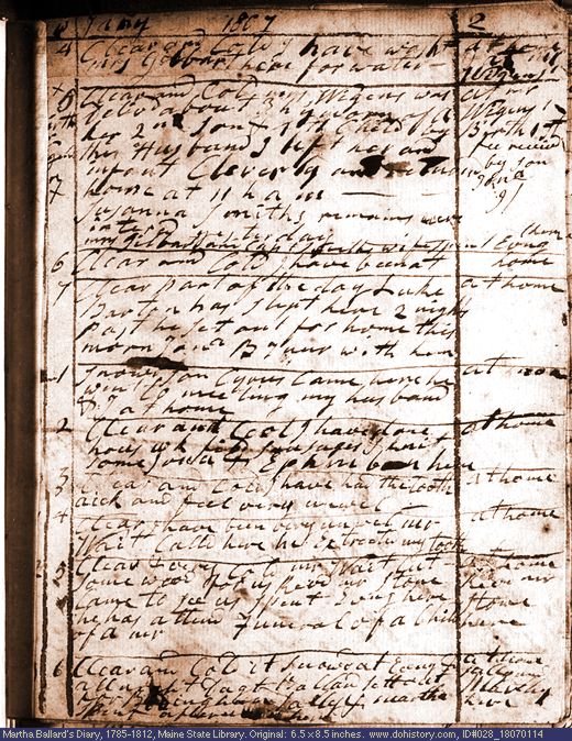 Jan. 14-24, 1807 diary page (image, 137K). Choose 'View Text' (at left) for faster download.