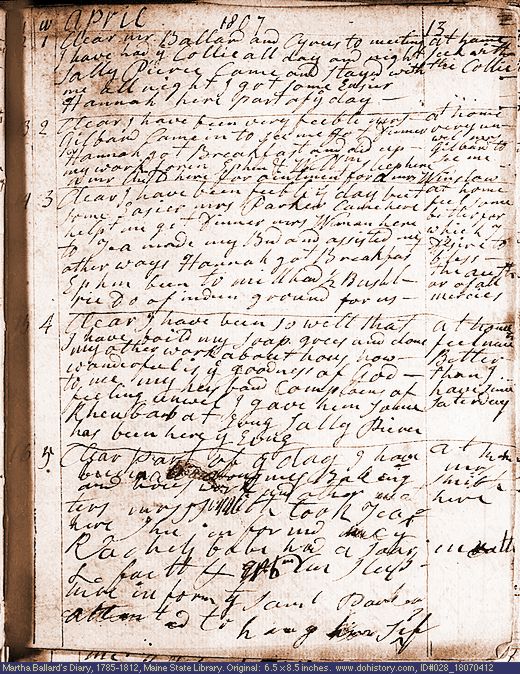 Apr. 12-16, 1807 diary page (image, 148K). Choose 'View Text' (at left) for faster download.
