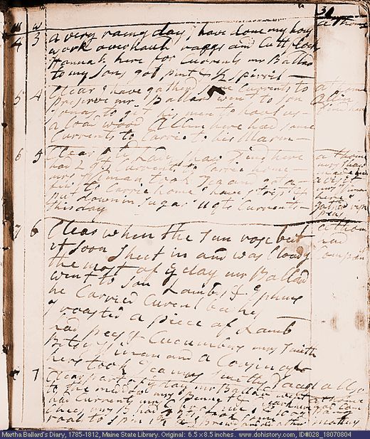 Aug. 4-8, 1807 diary page (image, 106K). Choose 'View Text' (at left) for faster download.
