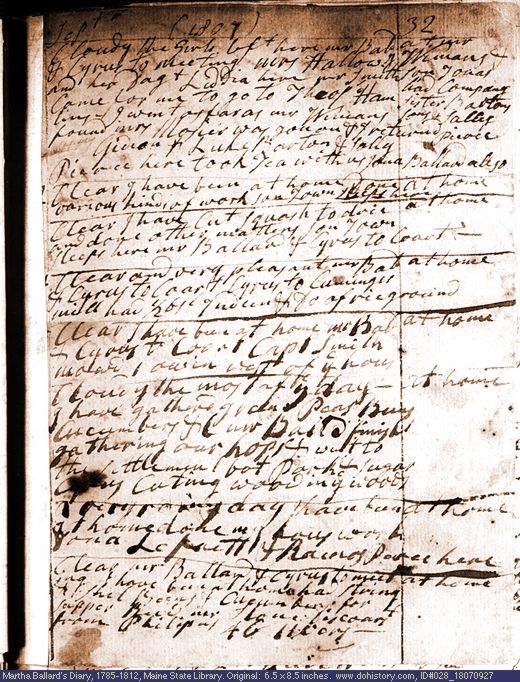Sep. 27-Oct. 4, 1807 diary page (image, 131K). Choose 'View Text' (at left) for faster download.
