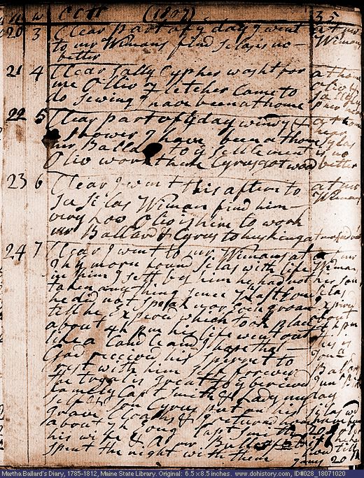 Oct. 20-24, 1807 diary page (image, 165K). Choose 'View Text' (at left) for faster download.