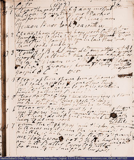 Oct. 25-31, 1807 diary page (image, 113K). Choose 'View Text' (at left) for faster download.