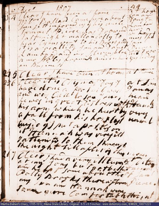 Dec. 23-26, 1807 diary page (image, 104K). Choose 'View Text' (at left) for faster download.