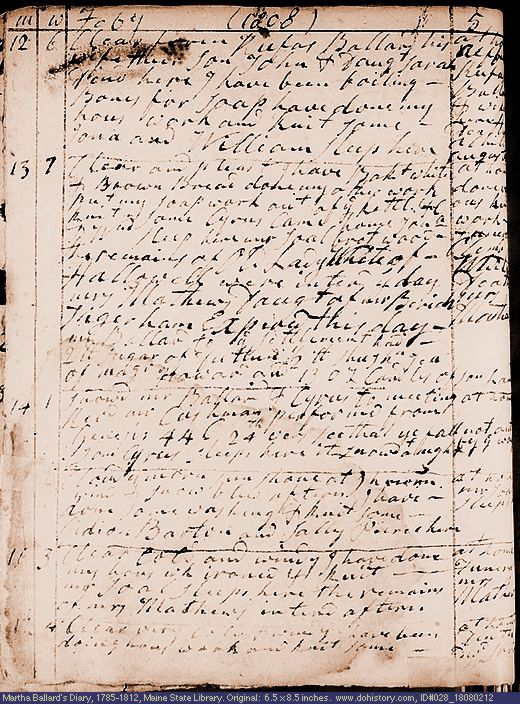 Feb. 12-17, 1808 diary page (image, 136K). Choose 'View Text' (at left) for faster download.
