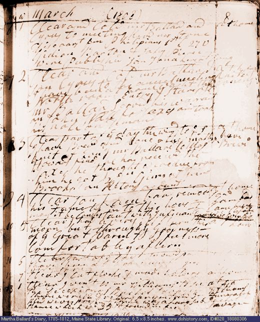 Mar. 6-13, 1808 diary page (image, 101K). Choose 'View Text' (at left) for faster download.