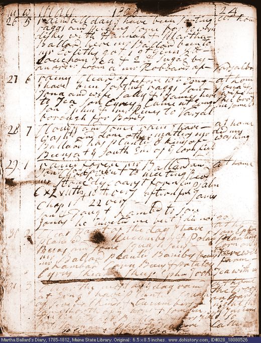 May 26-31, 1808 diary page (image, 125K). Choose 'View Text' (at left) for faster download.