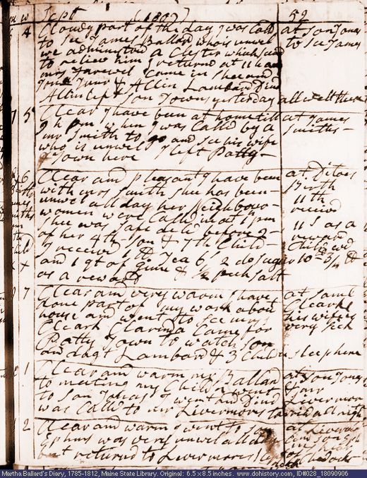 Sep. 6-11, 1809 diary page (image, 135K). Choose 'View Text' (at left) for faster download.